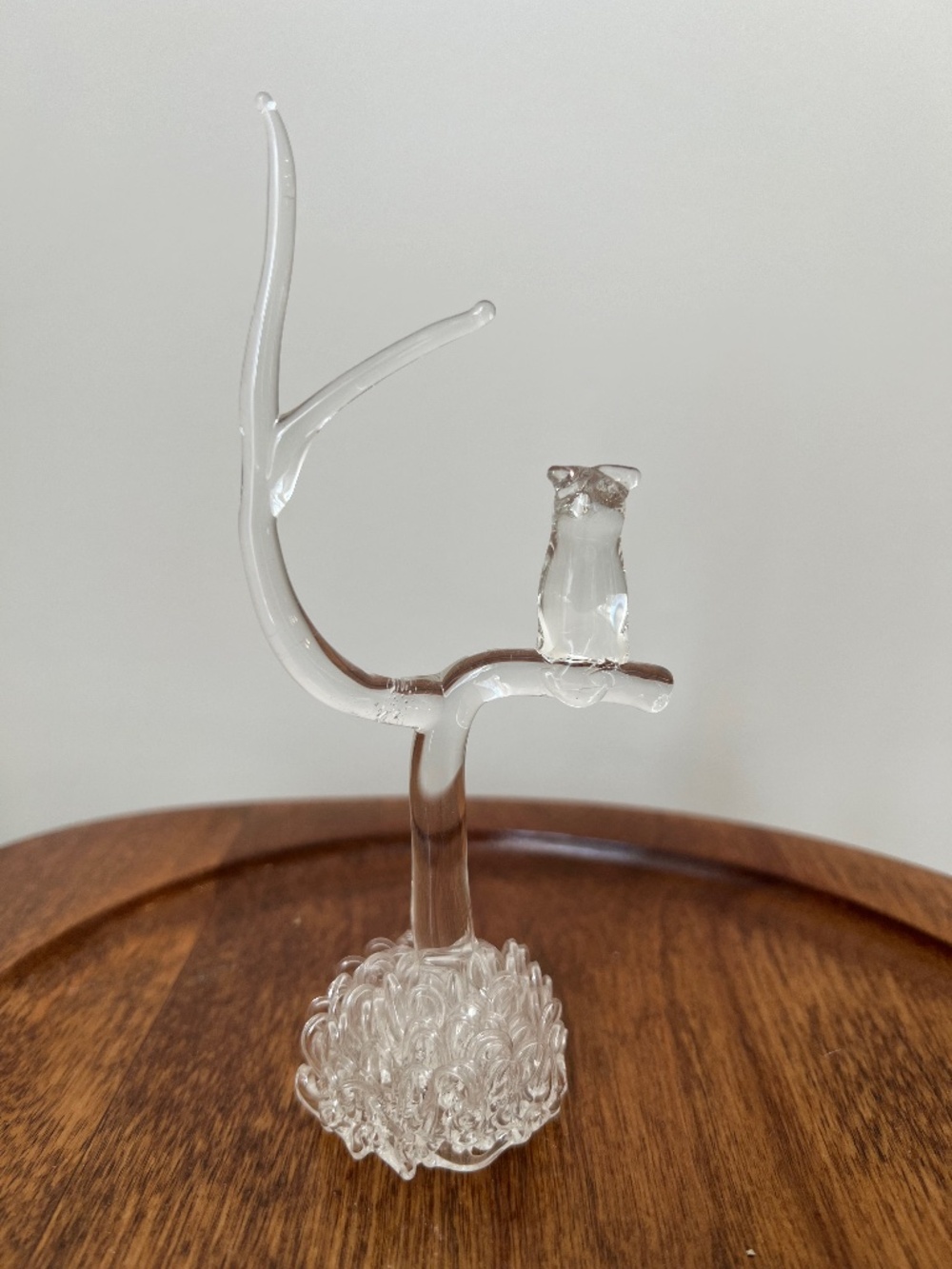 Vintage 80's Hand Blown Owl in a Tree Glass Art Homage to Phi Gamma Delta